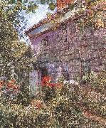 Childe Hassam Old House and Garden at East Hampton, Long Island oil